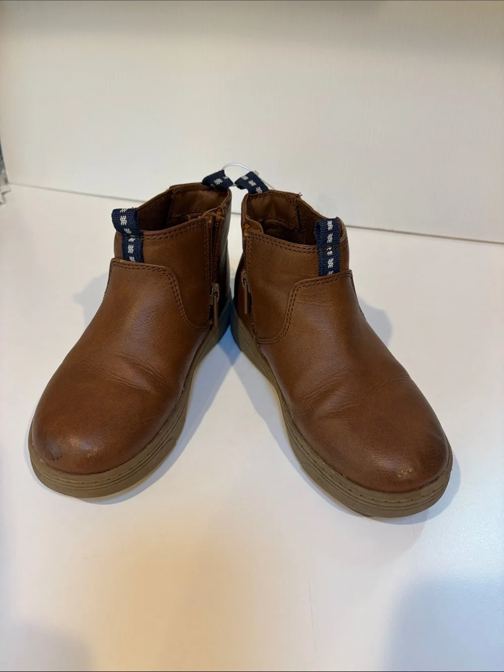 Kids Brown Leather-Look Ankle Boots